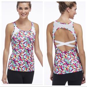 Fabletics Carlsbad Tank Sz XS (Pixel Print/White)